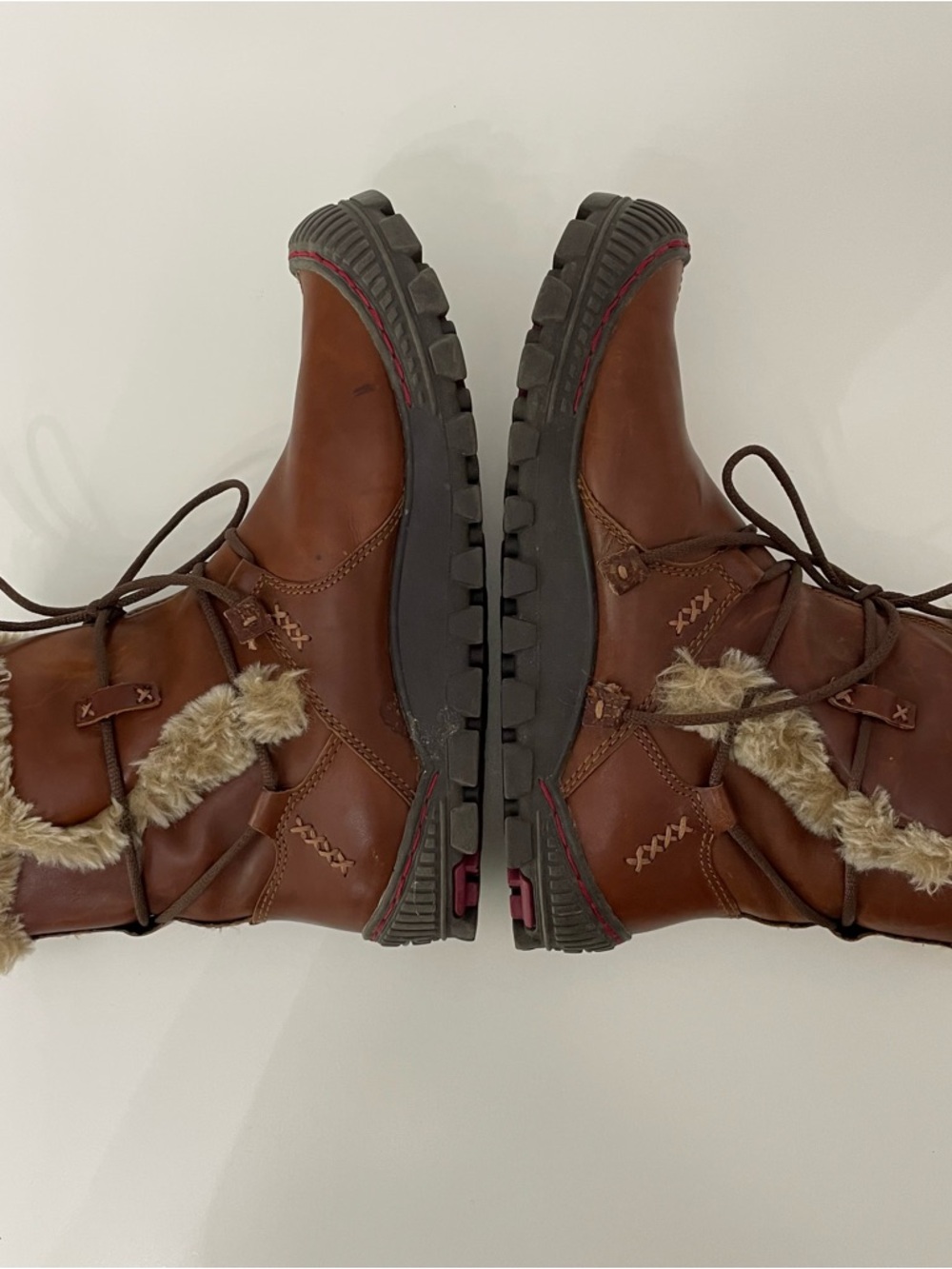 Earth Kalso Bridle Brown Leather Lace-Up Faux Fur Winter Boots, Women's size 9 - Picture 6 of 12